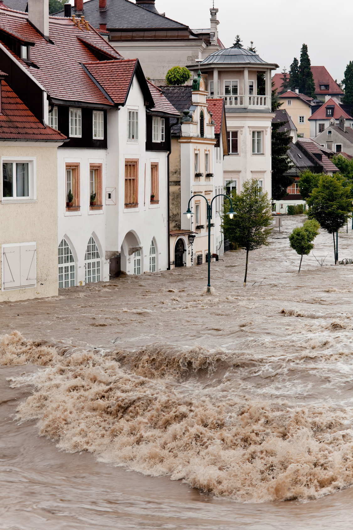 Hochwasser und Überflutung in Steyr, Österreich
