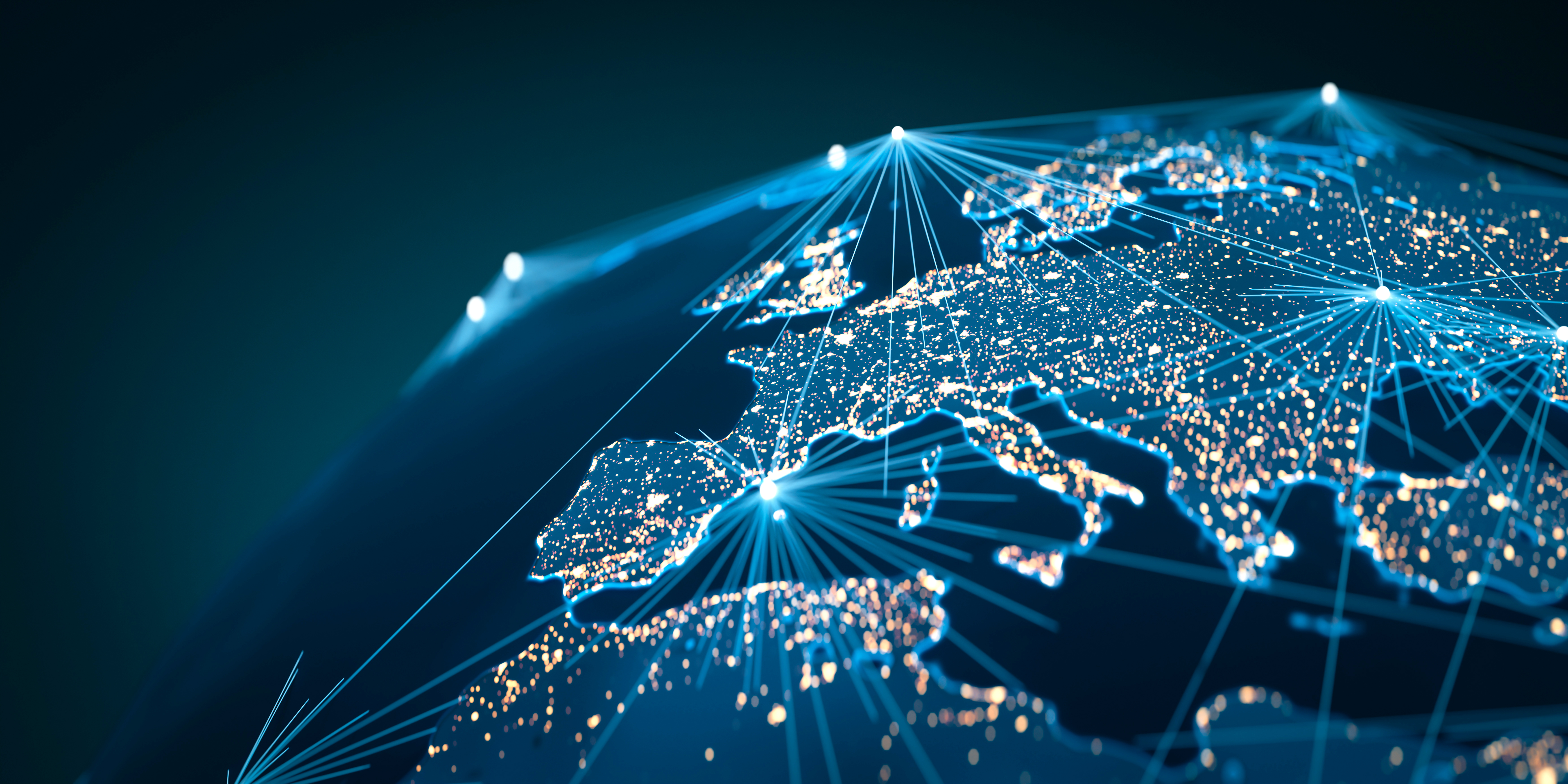 »Teuken-7B« steht nun über die KI-Umgebungen der Telekom zur Nutzung bereit The concept of artificial satellites viewed from space forming a network on the earth and providing Internet services, 3d rendering