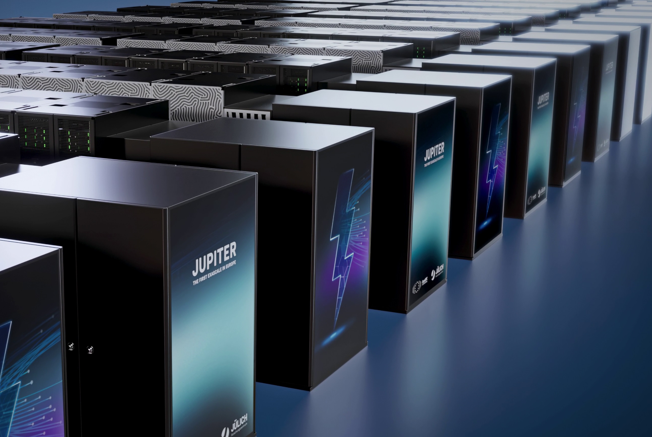Grafische Darstellung des Jülicher Supercomputers JUPITER